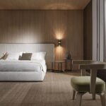 Minimalist Upholstered Bed with Tall Padded Headboard