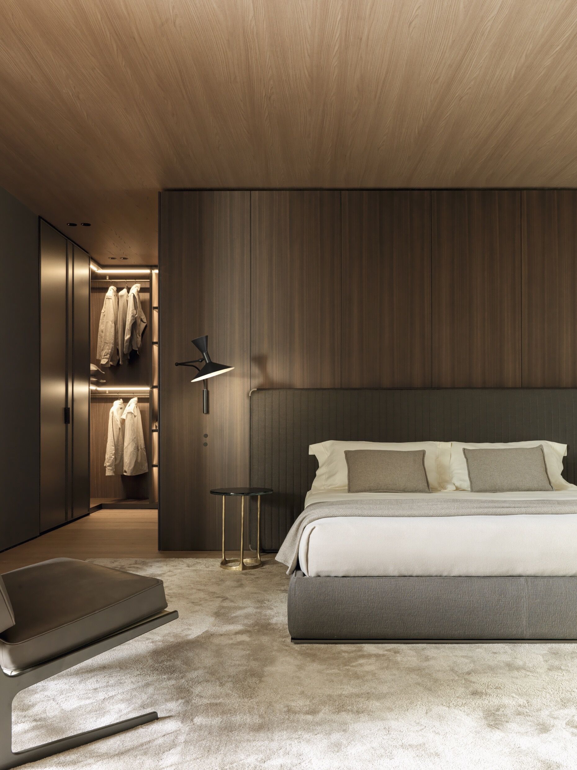 Minimalist Upholstered Bed with Tall Padded Headboard