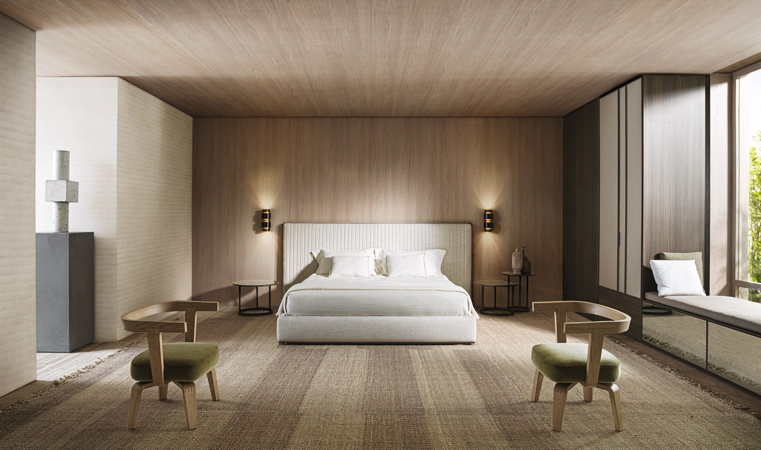 Minimalist Upholstered Bed with Tall Padded Headboard