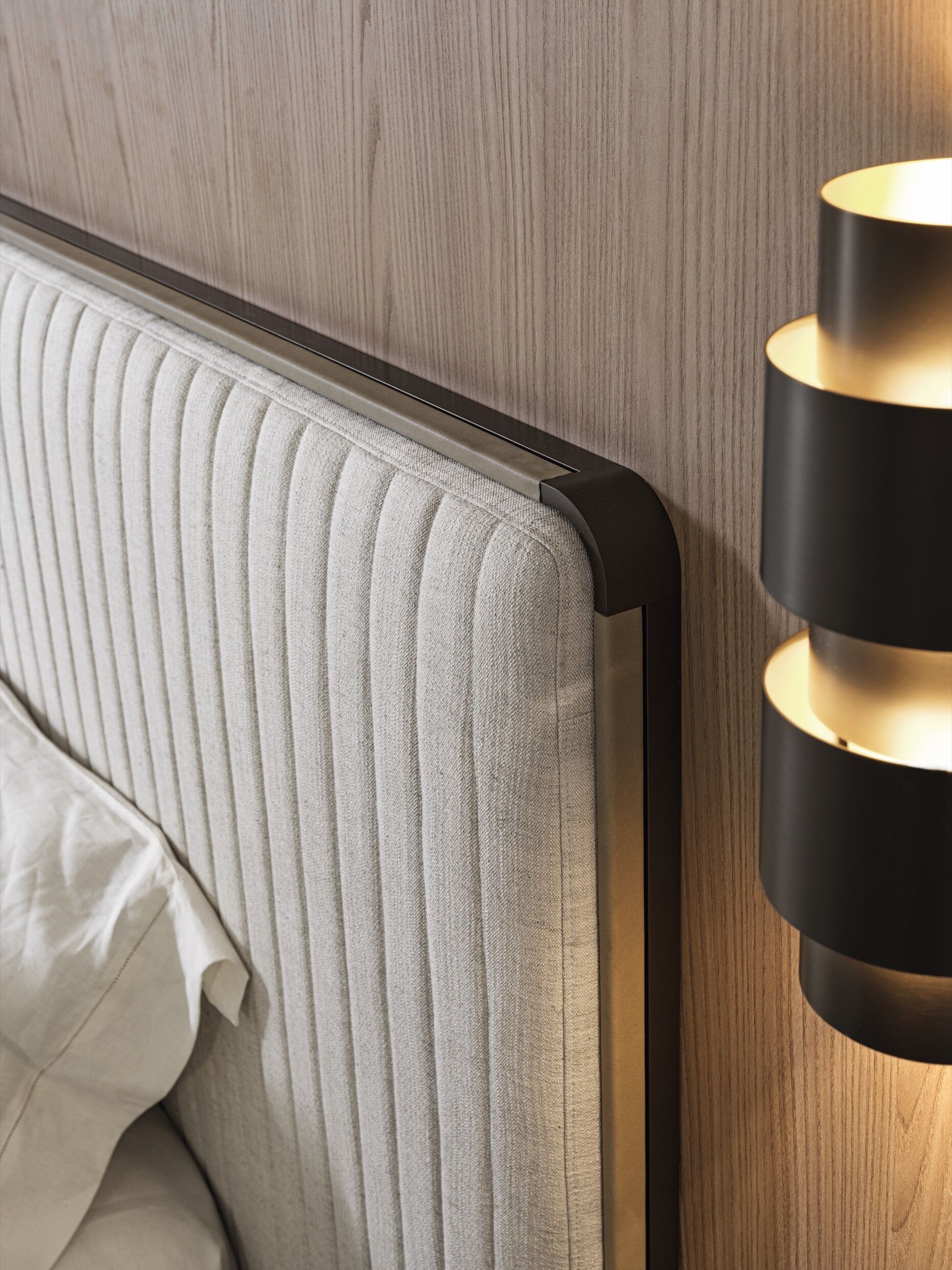 Minimalist Upholstered Bed with Tall Padded Headboard