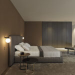 Minimalist Upholstered Bed with Tall Padded Headboard