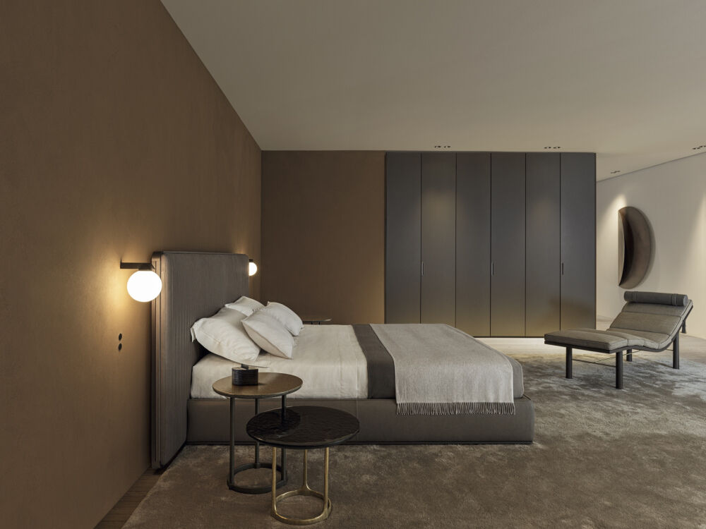 Minimalist Upholstered Bed with Tall Padded Headboard