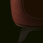 Leather Lounge Brown Armchair with Armrests Wooden Base