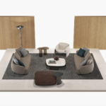 Sofa System with Customizable Upholstery and Coordinated Coffee Tables