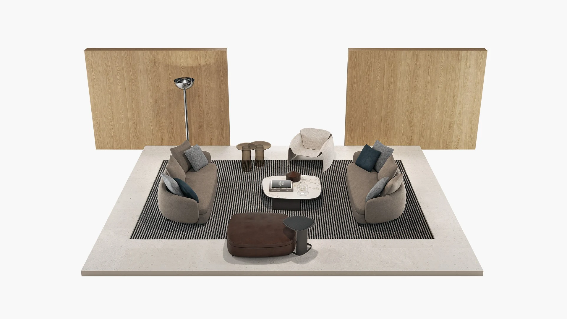 Sofa System with Customizable Upholstery and Coordinated Coffee Tables