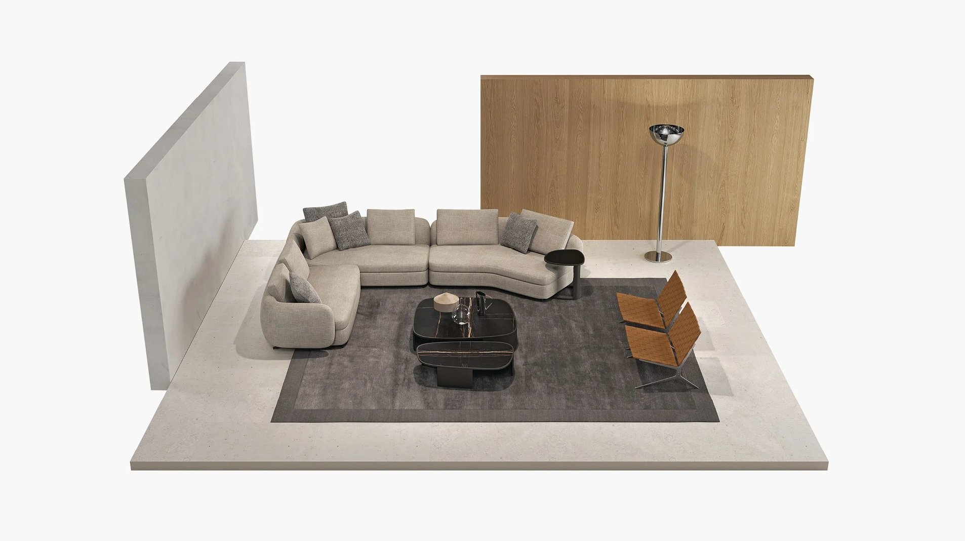 Sofa System with Customizable Upholstery and Coordinated Coffee Tables