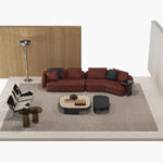 Sofa System with Customizable Upholstery and Coordinated Coffee Tables