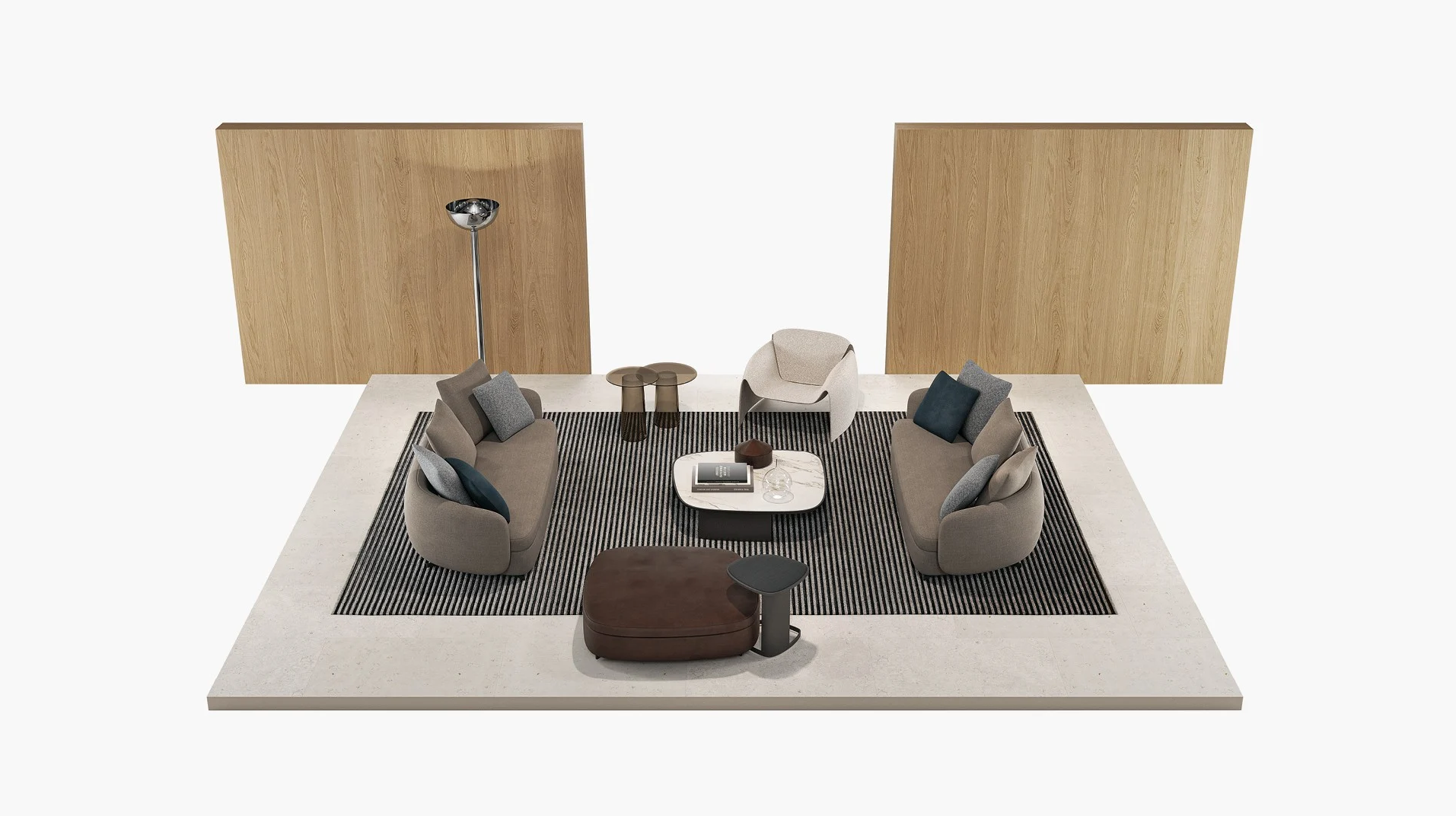 Sofa System with Customizable Upholstery and Coordinated Coffee Tables