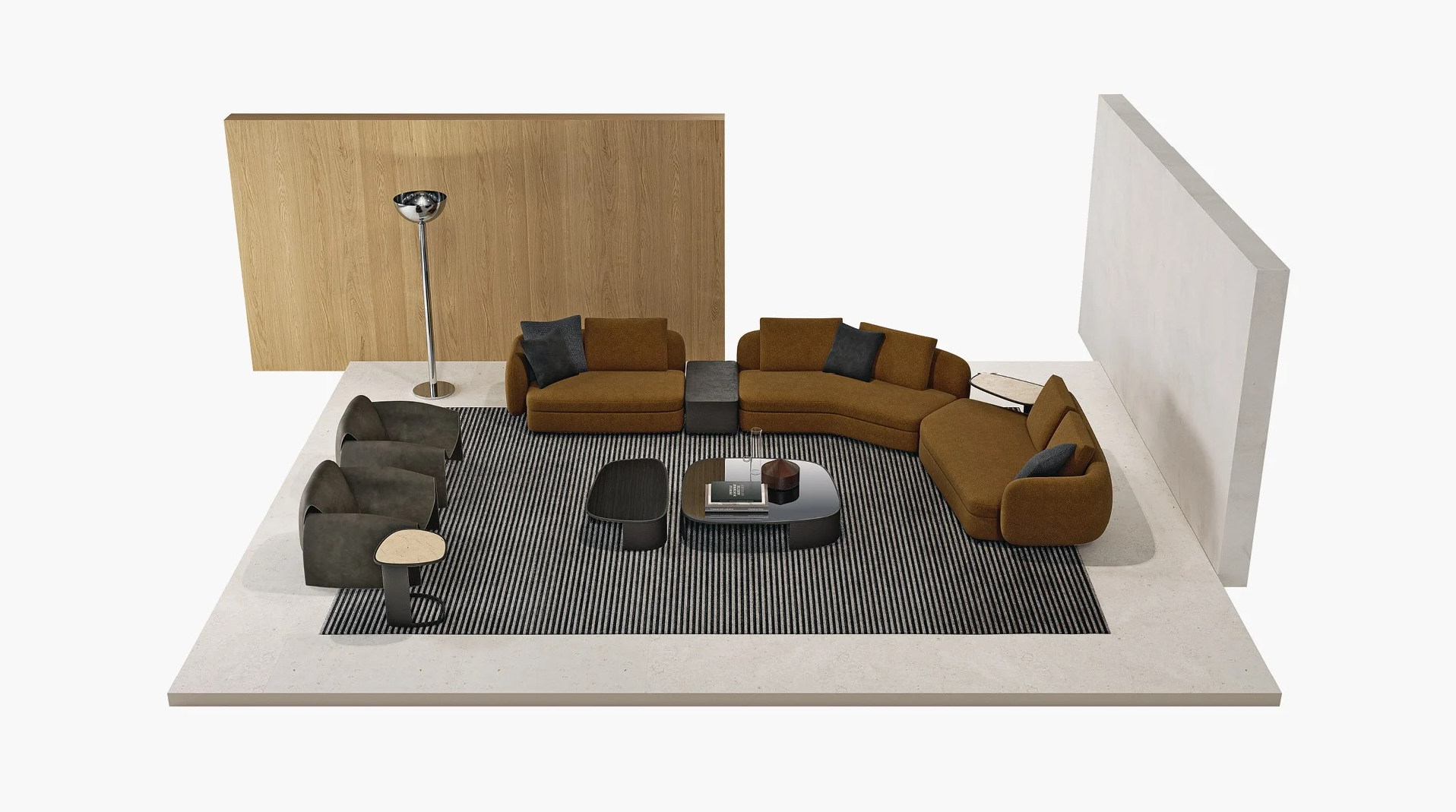 Sofa System with Customizable Upholstery and Coordinated Coffee Tables