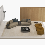 Sofa System with Customizable Upholstery and Coordinated Coffee Tables