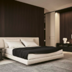 Modern Fabric Bed Queen King Size with upholstered headboard