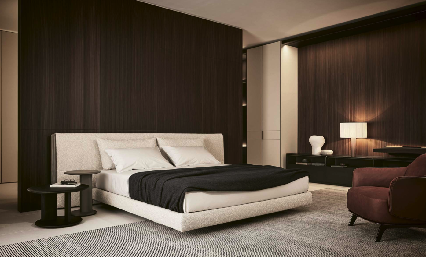 Modern Fabric Bed Queen King Size with upholstered headboard