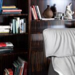 Natural Full Grain Aniline Leather Developing Patina Blue Armchair with footrest