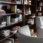 Natural Full Grain Aniline Leather Developing Patina Blue Armchair with footrest