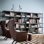 Blue Lounge Chair with Solid Wood Base Premium Leather Upholstery and Adjustable Headrest