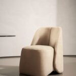 Cozy Beige Curved Back Accent Chair Plush Upholstered Modern Lounge Seat