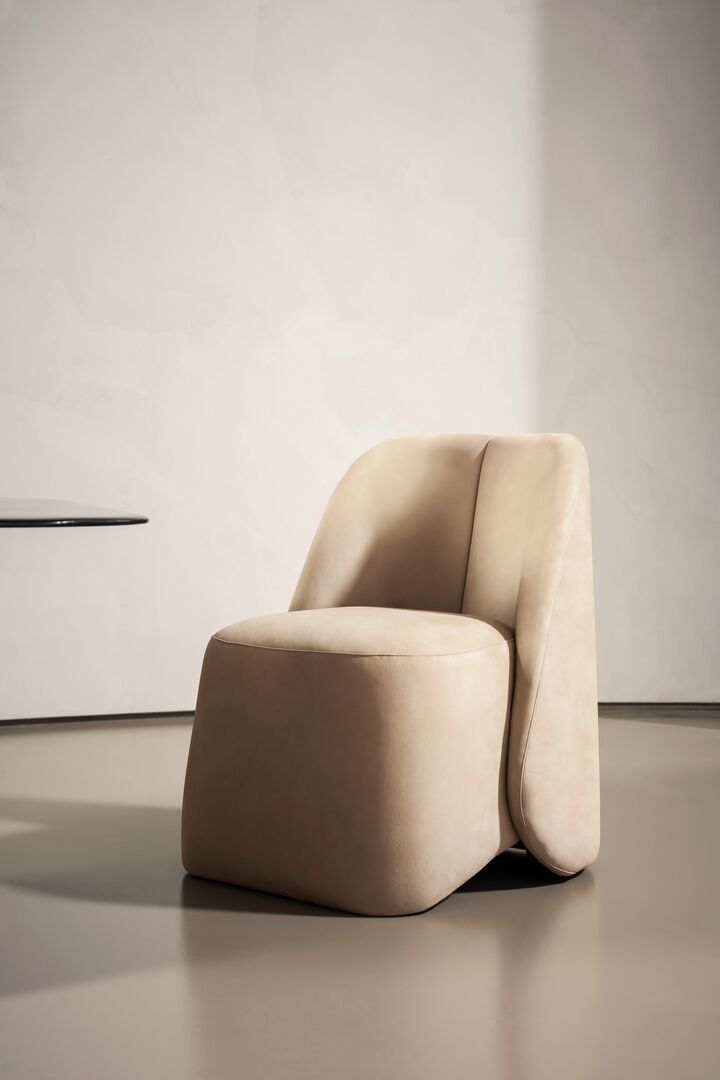 Cozy Beige Curved Back Accent Chair Plush Upholstered Modern Lounge Seat