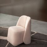 Cozy Beige Curved Back Accent Chair Plush Upholstered Modern Lounge Seat