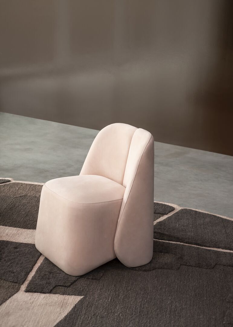 Cozy Beige Curved Back Accent Chair Plush Upholstered Modern Lounge Seat