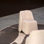 Cozy Beige Curved Back Accent Chair Plush Upholstered Modern Lounge Seat