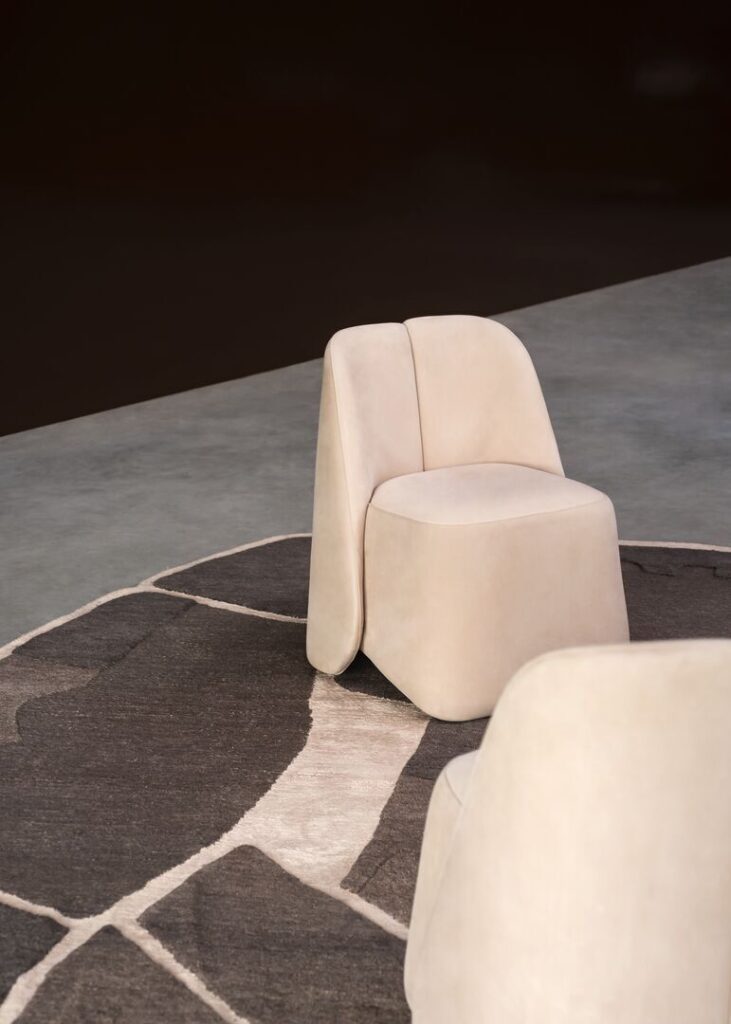 Cozy Beige Curved Back Accent Chair Plush Upholstered Modern Lounge Seat