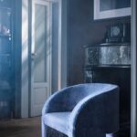 Curved Back Modern Upholstered Accent Chair in Beige Suede Fabric