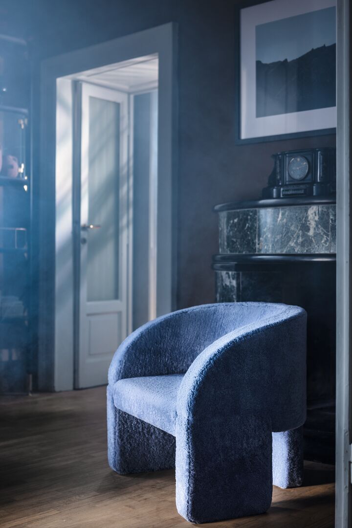 Curved Back Modern Upholstered Accent Chair in Beige Suede Fabric