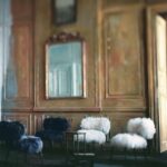 Fluffy White Curved Back Accent Chair with Metal Hairpin Legs