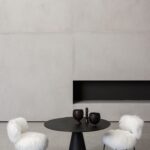 Fluffy White Curved Back Accent Chair with Metal Hairpin Legs