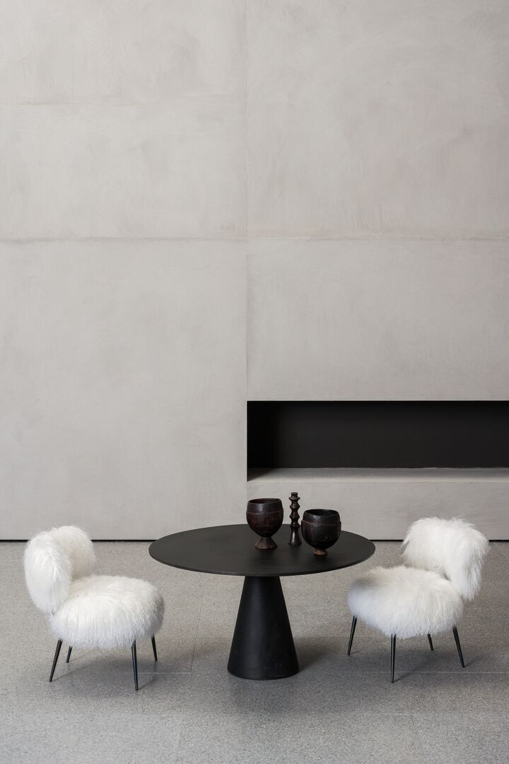 Fluffy White Curved Back Accent Chair with Metal Hairpin Legs