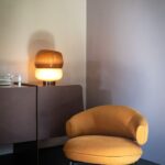 Olive Green Curved Back Suede Accent Chair with Black Wooden Legs