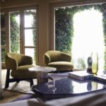 Olive Green Curved Back Suede Accent Chair with Black Wooden Legs