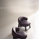 Olive Green Curved Back Suede Accent Chair with Black Wooden Legs