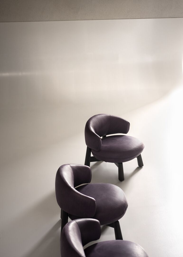 Olive Green Curved Back Suede Accent Chair with Black Wooden Legs