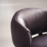 Olive Green Curved Back Suede Accent Chair with Black Wooden Legs