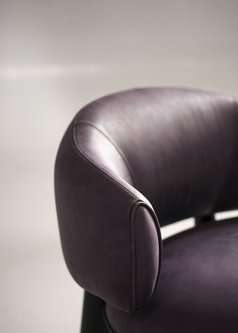 Olive Green Curved Back Suede Accent Chair with Black Wooden Legs