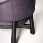 Olive Green Curved Back Suede Accent Chair with Black Wooden Legs