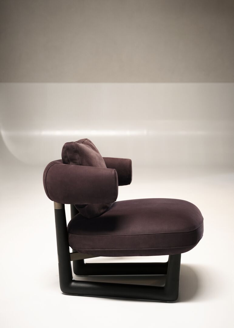 Warm Tan Suede Accent Chair with Rounded Arms and Bold Black Frame Modern Comfy Seat