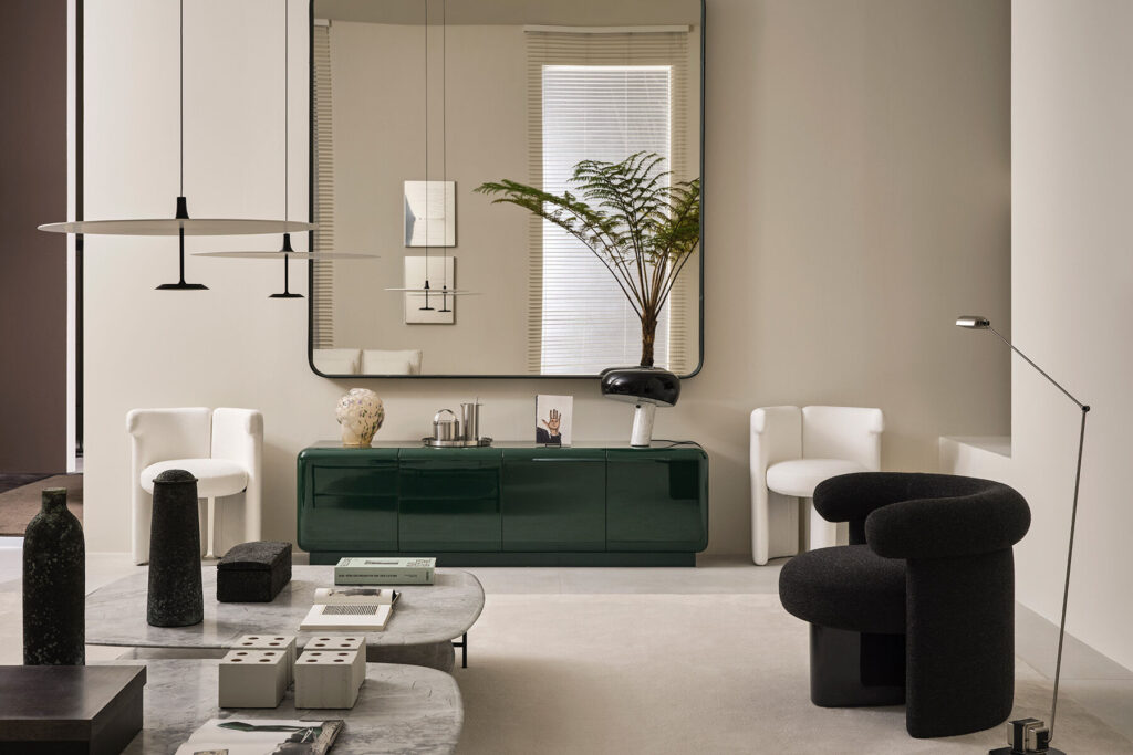 Plush Dark Brown Curved-Arm Accent Chair with Sleek Block Base