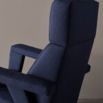Navy Blue Fabric Accent Chair with High Back & Angled Wooden Legs