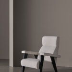 Navy Blue Fabric Accent Chair with High Back & Angled Wooden Legs