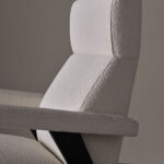 Navy Blue Fabric Accent Chair with High Back & Angled Wooden Legs