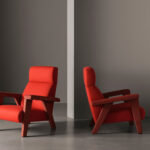 Navy Blue Fabric Accent Chair with High Back & Angled Wooden Legs