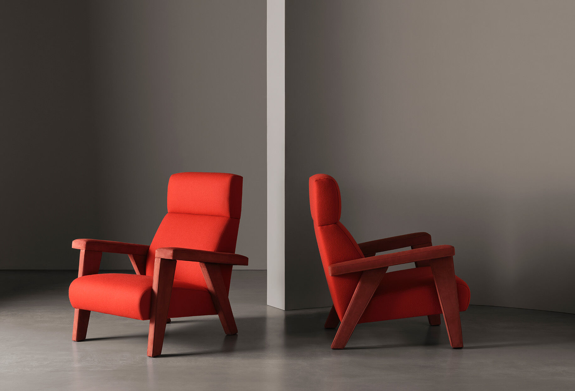 Navy Blue Fabric Accent Chair with High Back & Angled Wooden Legs