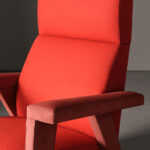 Navy Blue Fabric Accent Chair with High Back & Angled Wooden Legs