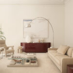 Navy Blue Fabric Accent Chair with High Back & Angled Wooden Legs