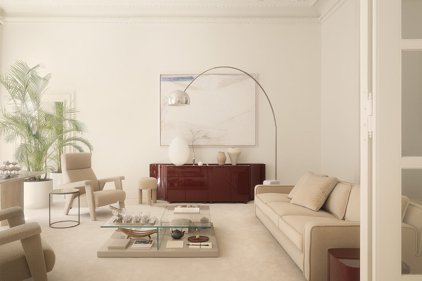 Navy Blue Fabric Accent Chair with High Back & Angled Wooden Legs