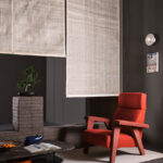 Navy Blue Fabric Accent Chair with High Back & Angled Wooden Legs