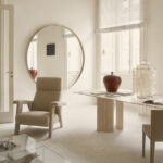 Navy Blue Fabric Accent Chair with High Back & Angled Wooden Legs