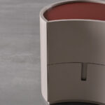 Minimalist Curved Wooden Nightstands Taupe Bedside Storage Cabinets with drawers